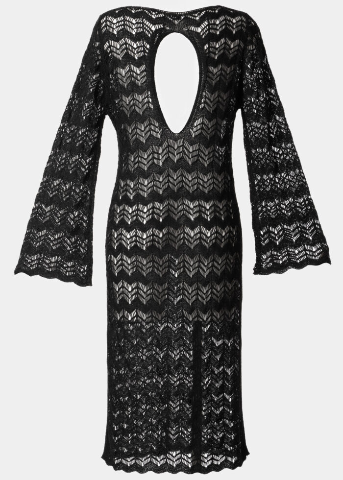 Black Long Sleeved Knitted Beachwear - Image 3