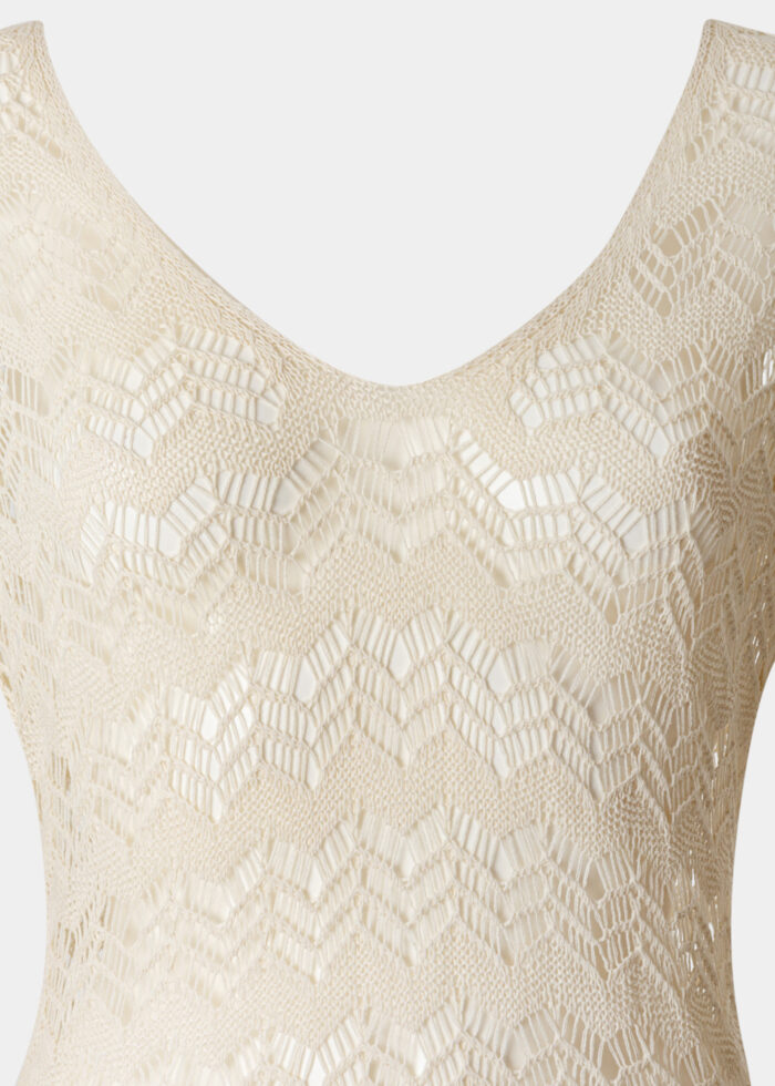 Beige Long Sleeved Knitted Beachwear - Image 3