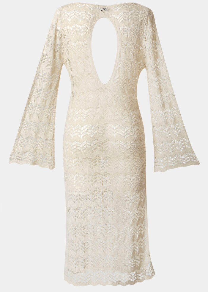 Beige Long Sleeved Knitted Beachwear - Image 2