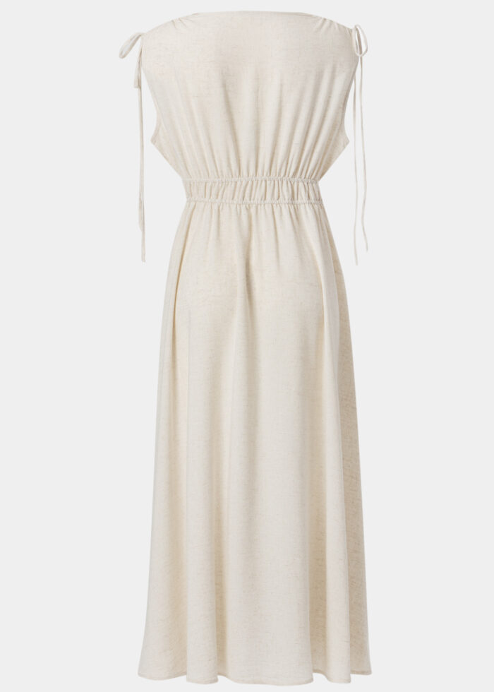 Beige Maxi Ancient Greek Style Linen Dress - Image 2