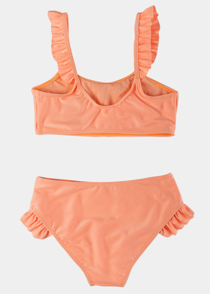 Girls Bikini Swimwear w/ Ruffles - Shimmering Peach - Image 3