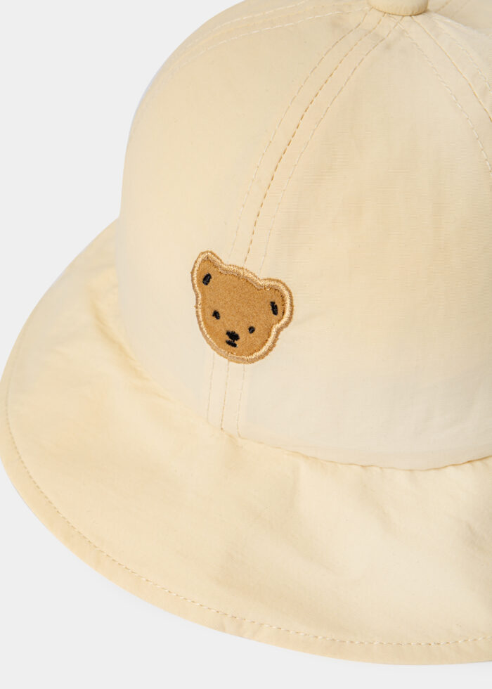 Beige Kids Bucket Hat w/ Teddy Bear - Image 2