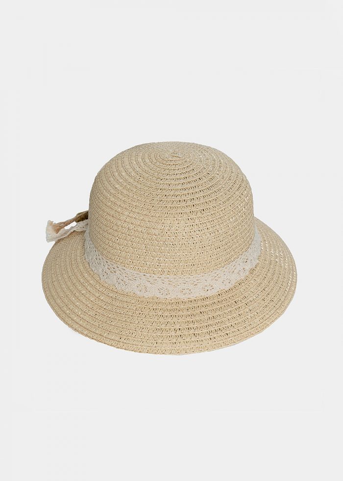 Beige kids hat with a sunflower - Image 2