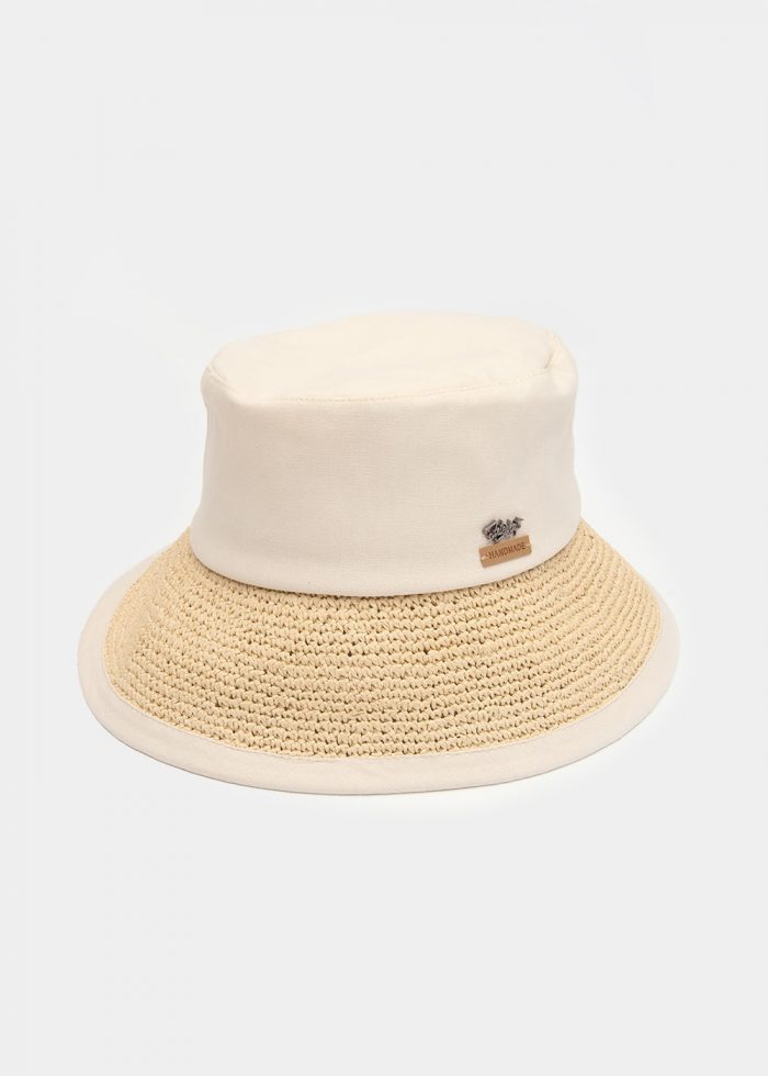 Ecru Bucket Cotton & Straw Hat - Image 3