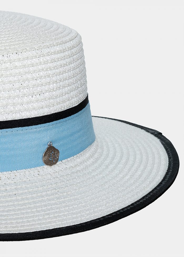 White straw azure ribbon & metal - Image 3