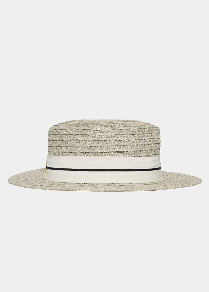 Light Grey Straw Hat with White Strap - Image 2
