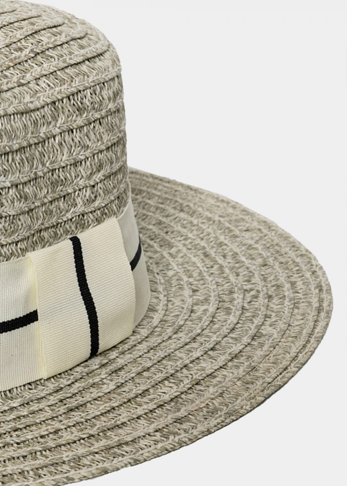 Light Grey Straw Hat with White Strap - Image 3