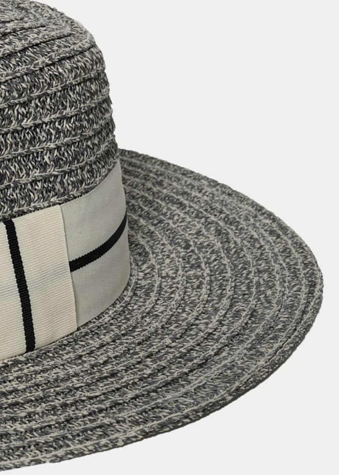 Gray Straw Hat with White Strap - Image 3