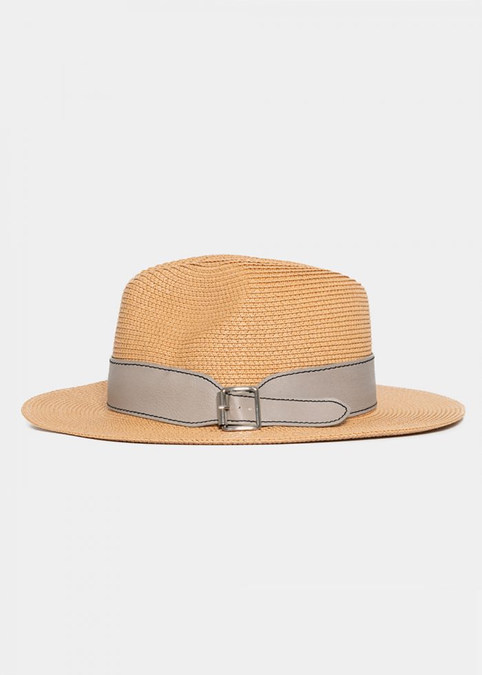Brown Straw Panama with Grey Belt - Image 2