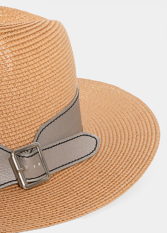 Brown Straw Panama with Grey Belt - Image 3