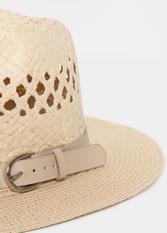 Beige Straw Panama with Beige Belt - Image 3