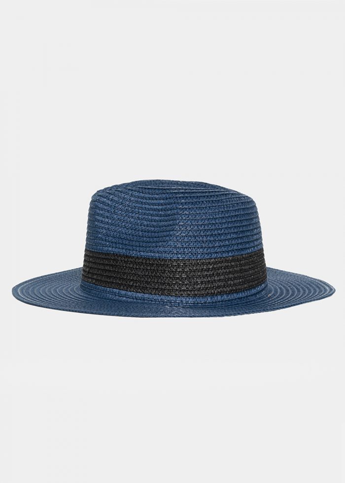 Blue Straw Panama with Black Stripe - Image 2