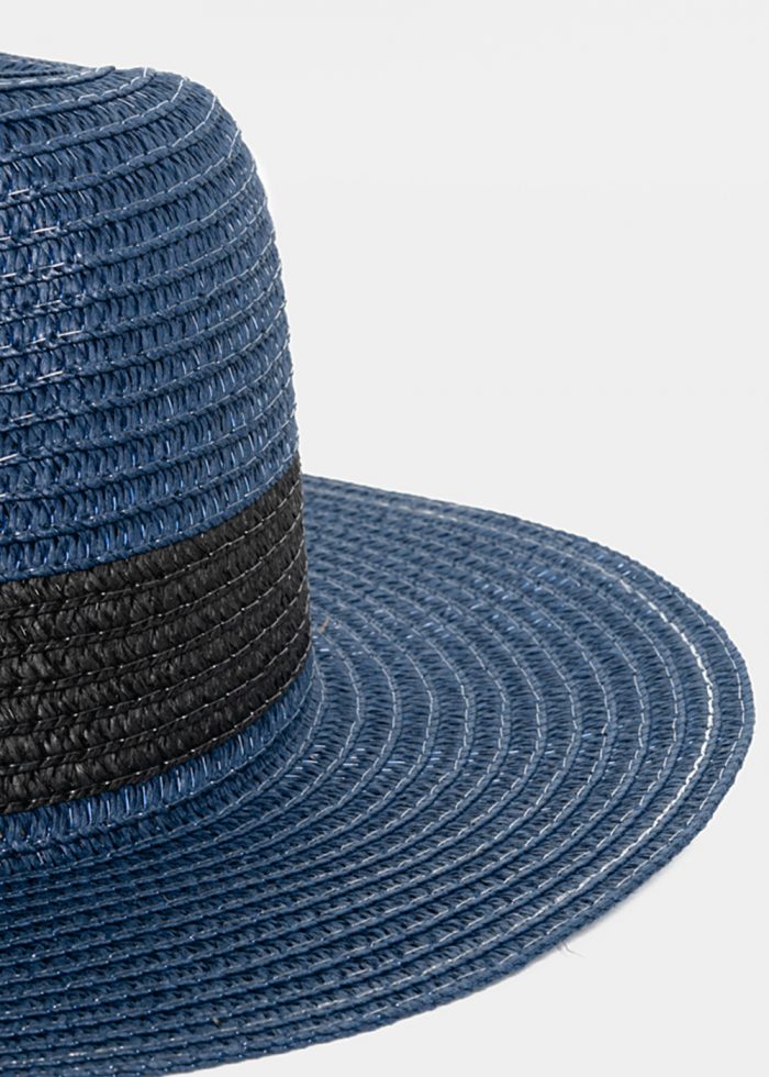 Blue Straw Panama with Black Stripe - Image 3