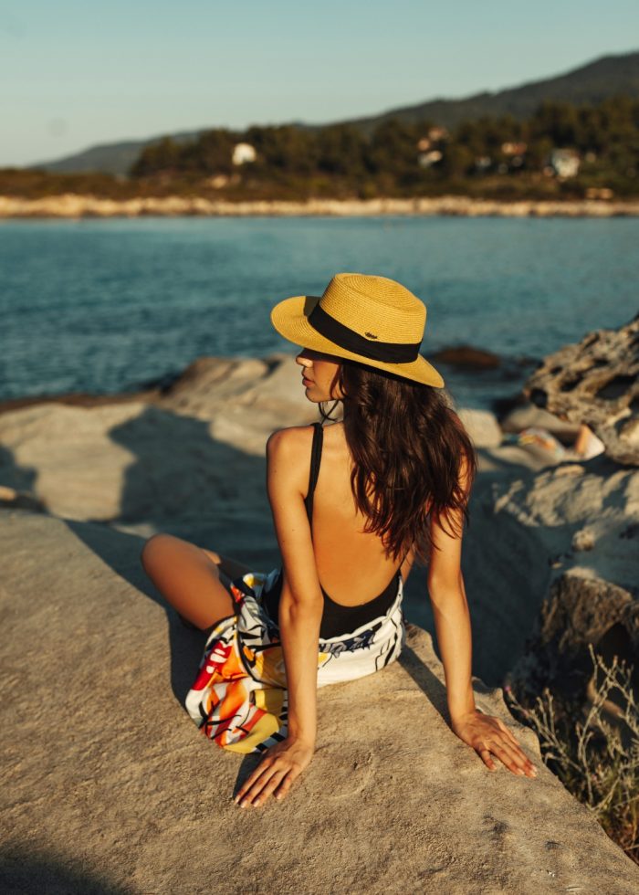 Mustard Boater Hat w/ Black Ribbon - Image 2