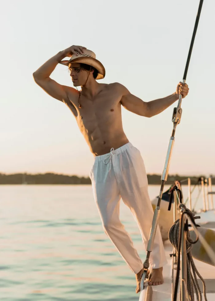 100% Linen White Long Pants - Image 2