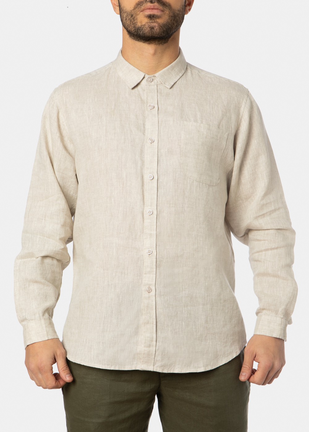 100% Linen Natural Beige Classic Shirt 100% Linen Natural Beige Classic Shirt - Image 1