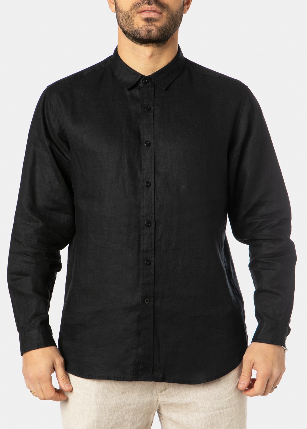100% Linen Black Shirt 100% Linen Black Shirt - Image 1