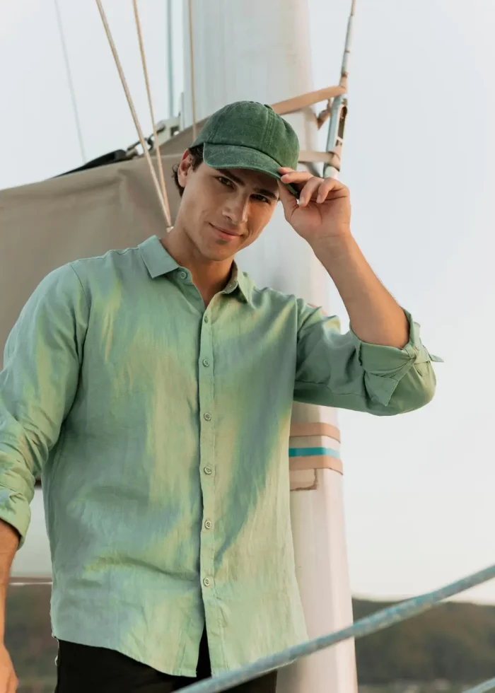 100% Linen Green Shirt - Image 2