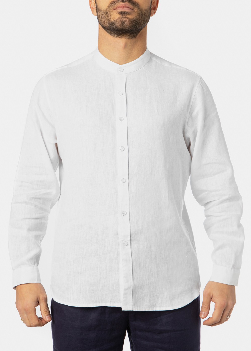 100% Linen White Mao Shirt 100% Linen White Mao Shirt - Image 1