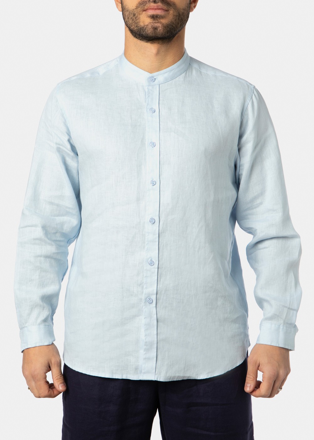 100% Linen Light Blue Mao Shirt 100% Linen Light Blue Mao Shirt - Image 1
