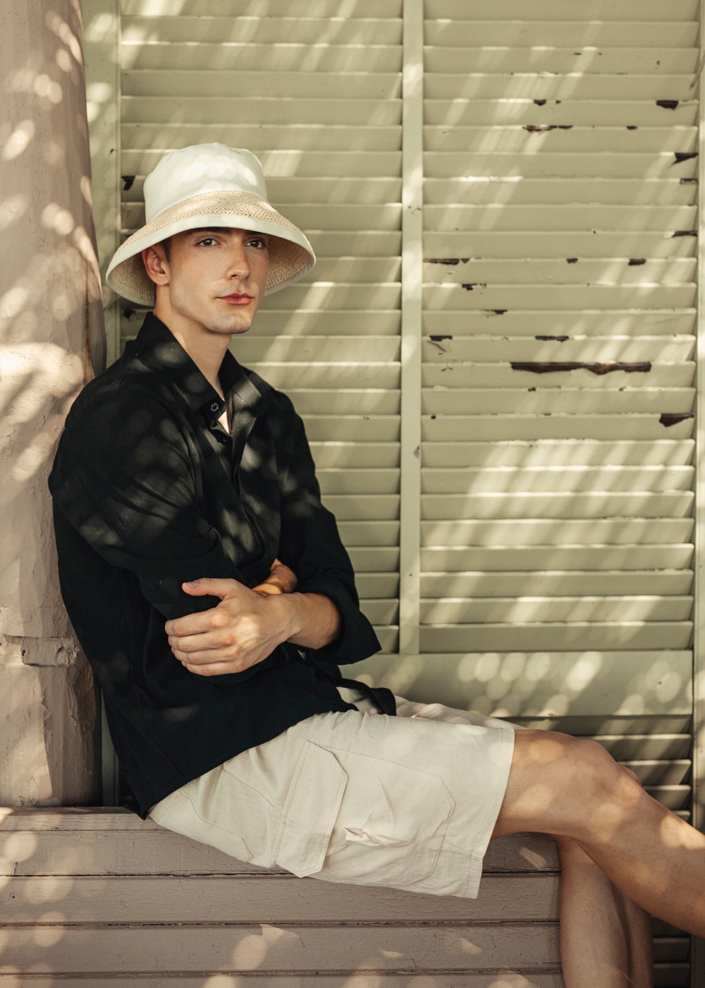 Beige Cotton Cargo Shorts, Loose Fit Beige Cotton Cargo Shorts, Loose Fit - Image 1