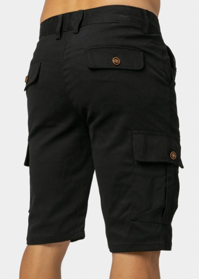 Black Cotton Cargo Shorts - Image 3