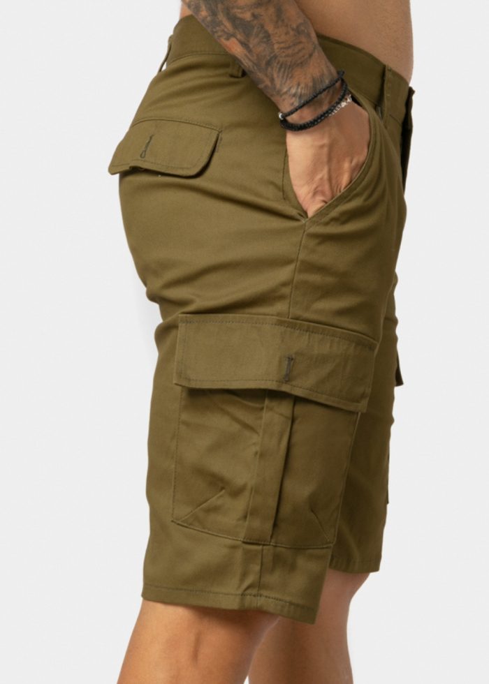 Khaki Cotton Cargo Shorts - Image 2