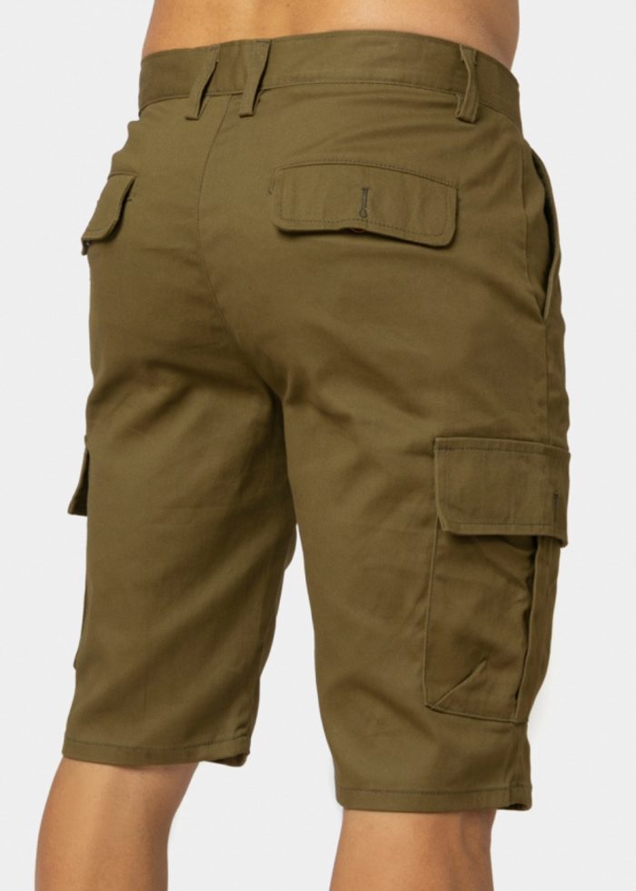 Khaki Cotton Cargo Shorts - Image 3
