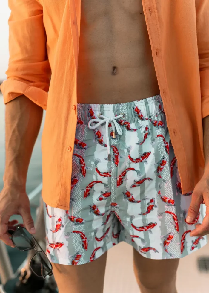 Red Koi Fishes Classic Men Swimwear - Image 2