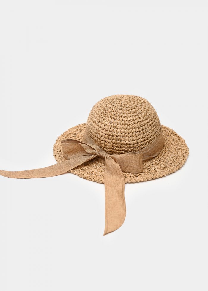 Brown Straw Hat w/ Brown Ribbon - Image 2