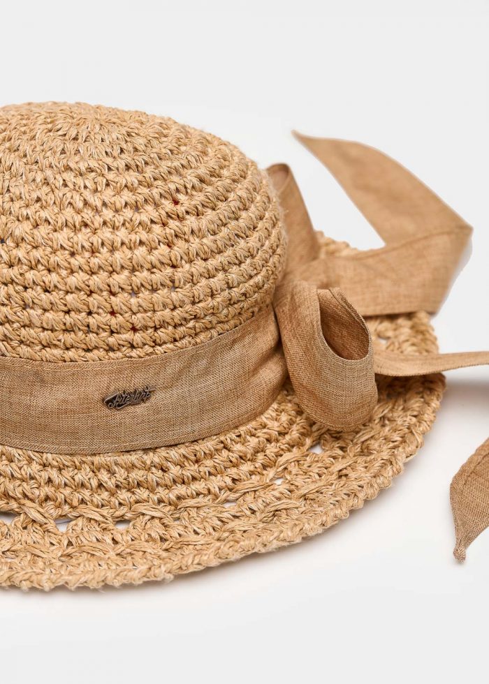 Brown Straw Hat w/ Brown Ribbon - Image 3