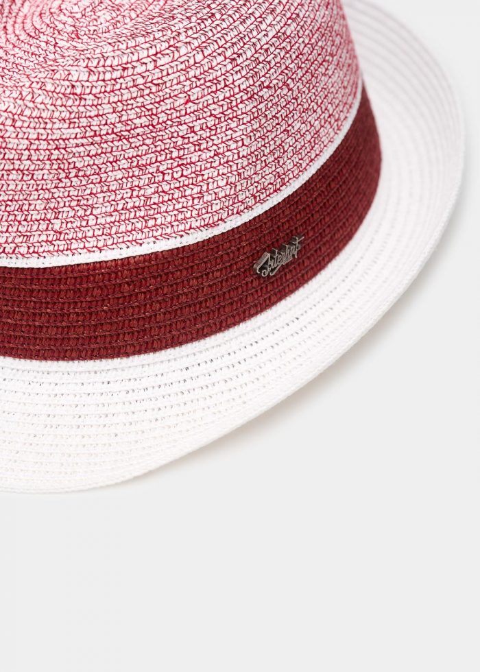 White fedora with bordeaux details - Image 3