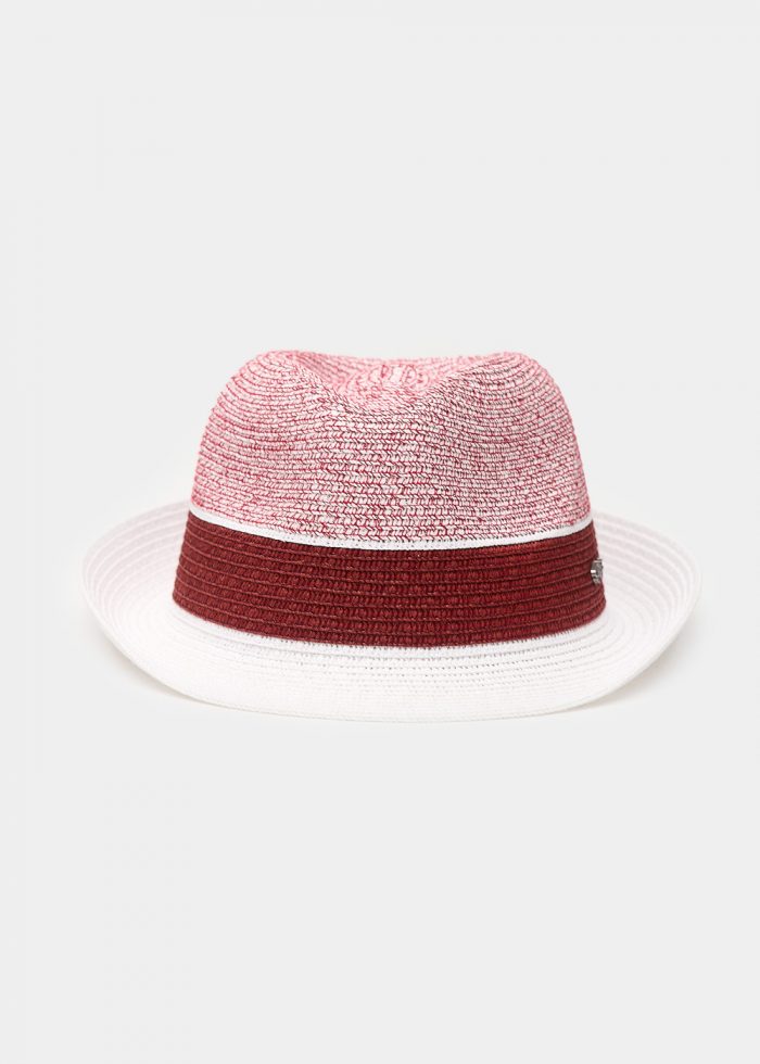 White fedora with bordeaux details - Image 2