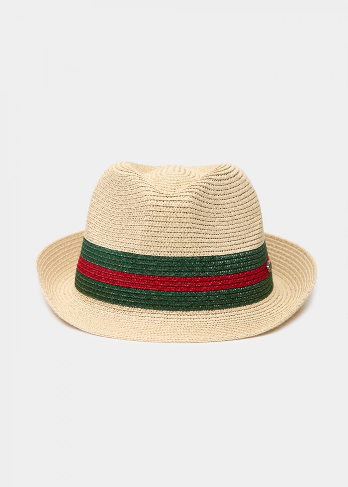 Beige fedora with green & red details - Image 2