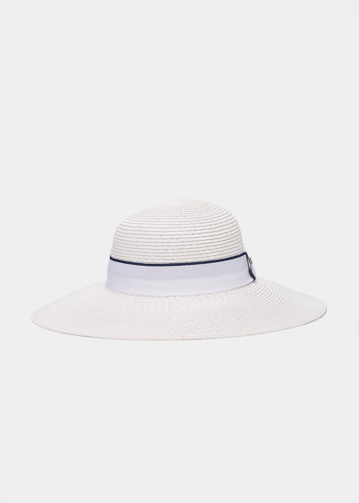 White Straw Hat w/ Strap - Image 2
