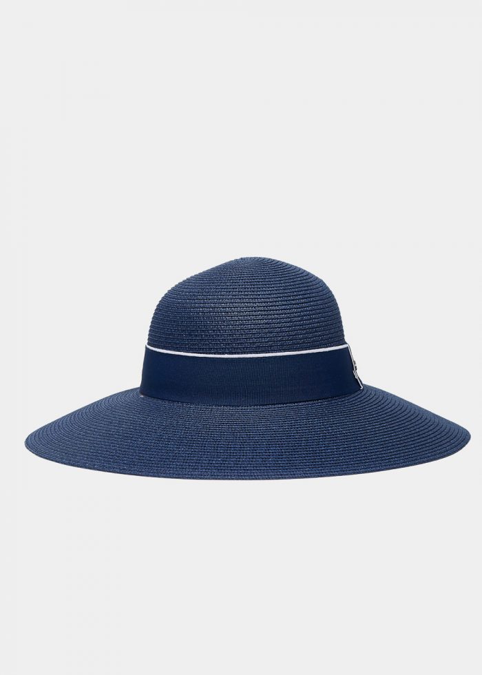 Navy Blue Straw Hat w/ Strap - Image 2