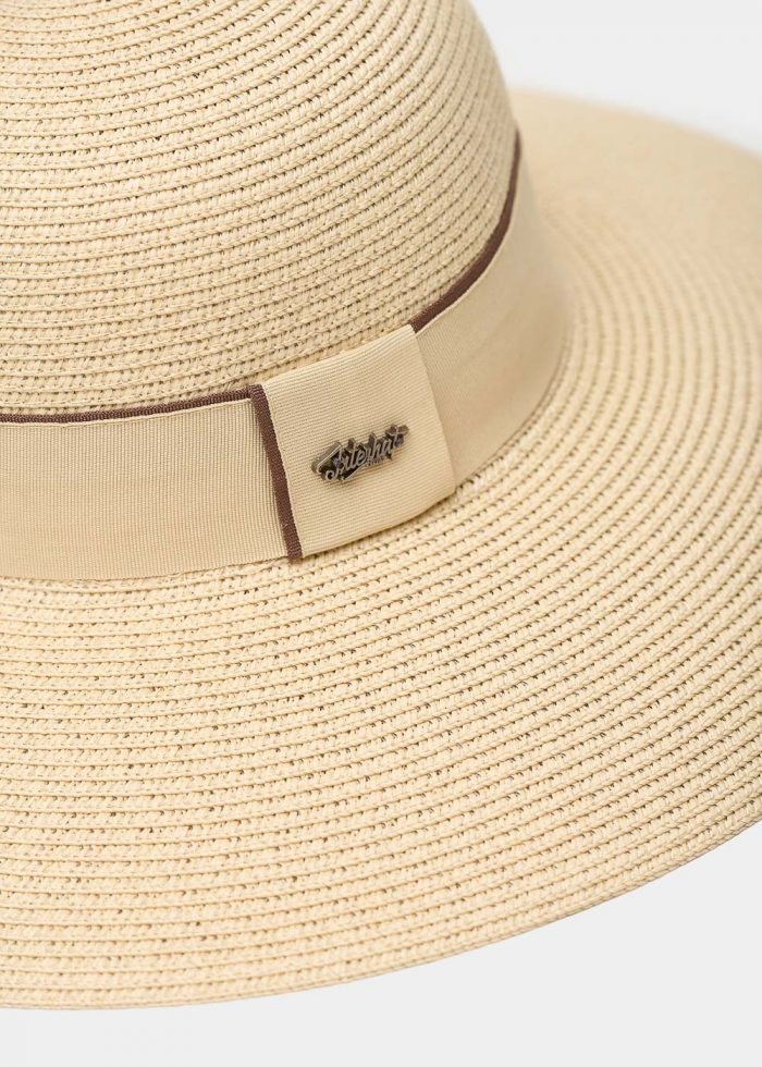 Beige Straw Hat w/ Strap - Image 3