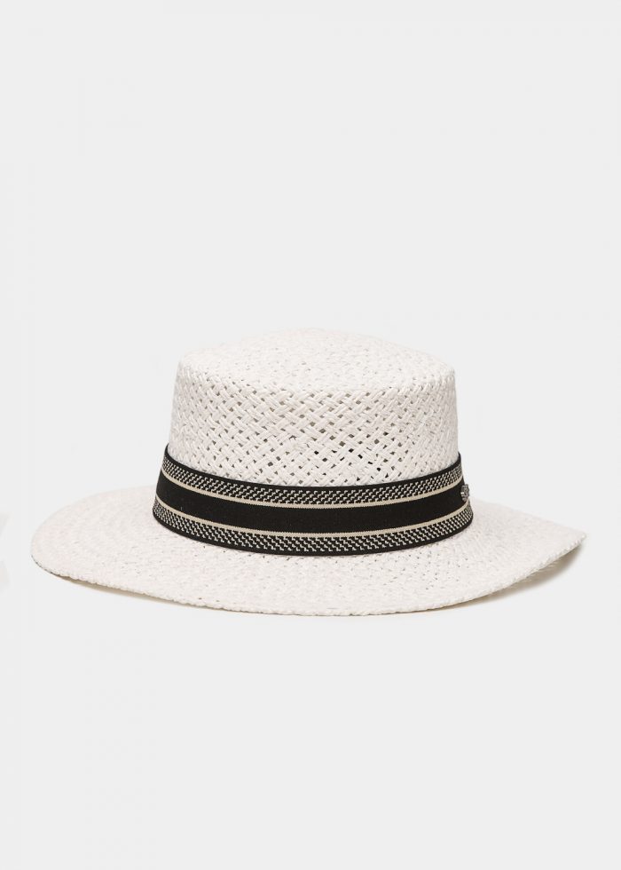 White Venezia Style Straw Hat - Image 2