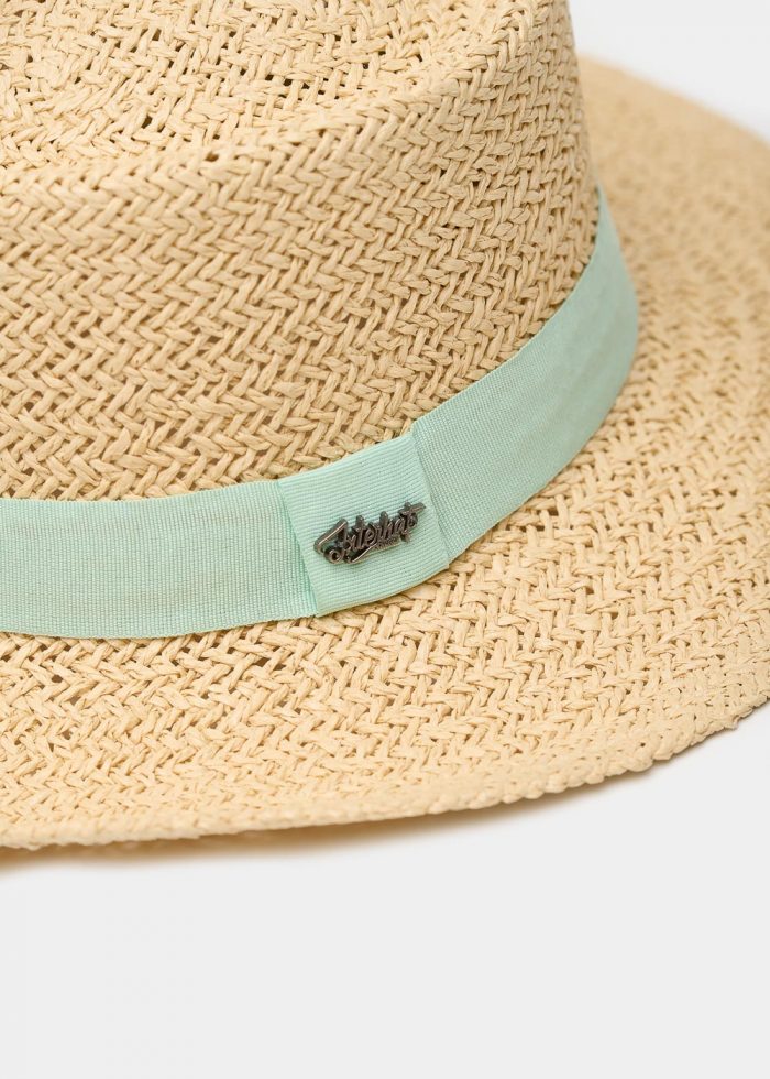Beige Straw Hat w/ Light Blue Strap - Image 3