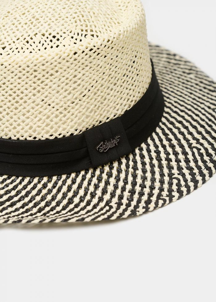 Ecru Straw Hat w/ Black Stripes - Image 3