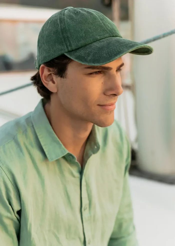 Washed Cotton Twill Cap -  Green - Image 2