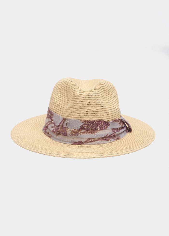 Beige Panama w/ purple bandanna - Image 2