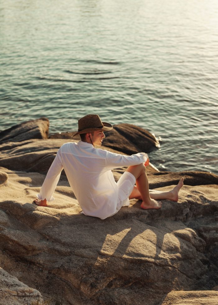Brown Raffia Cowboy Style Hat w/ brown braided hatband & neck cord - Image 2