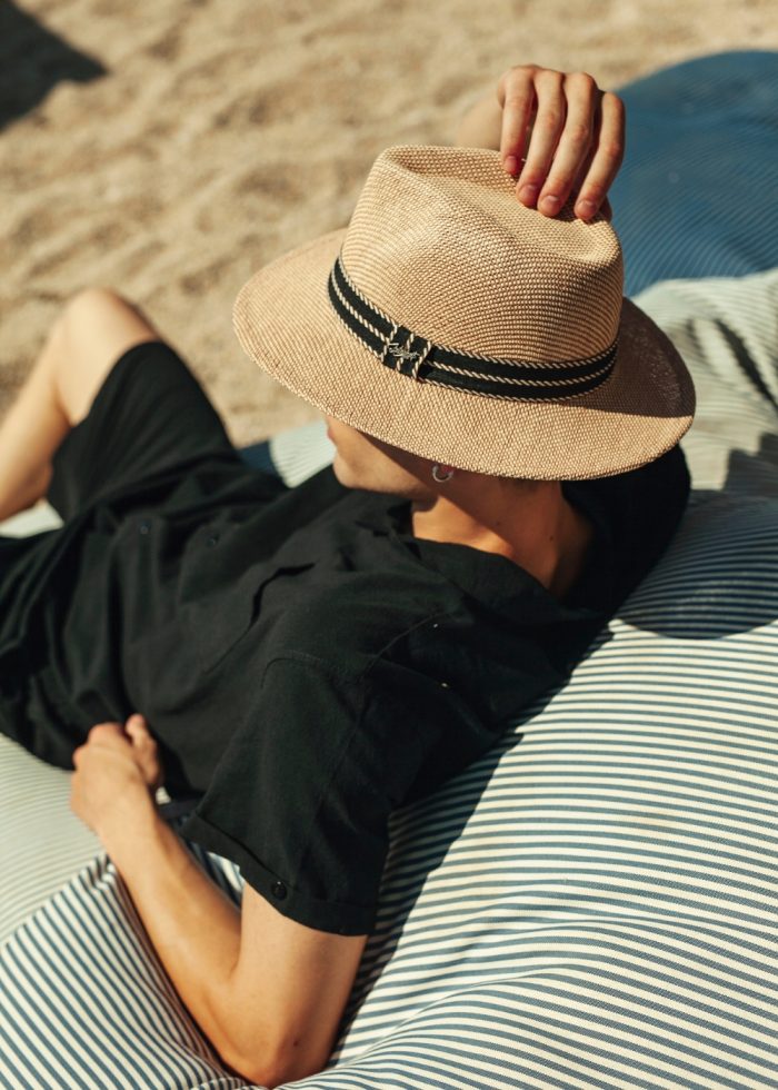 Brown Panama Style Hat w/ Black Strap - Image 2