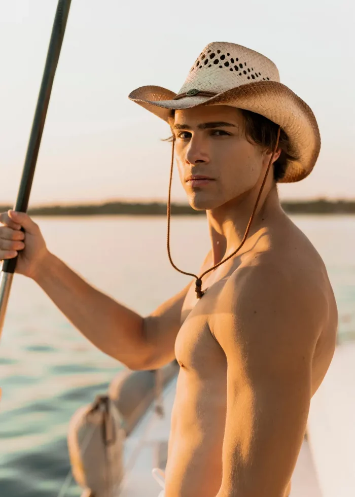 Cowboy Style Hat w/ Burnt Edges - Image 2