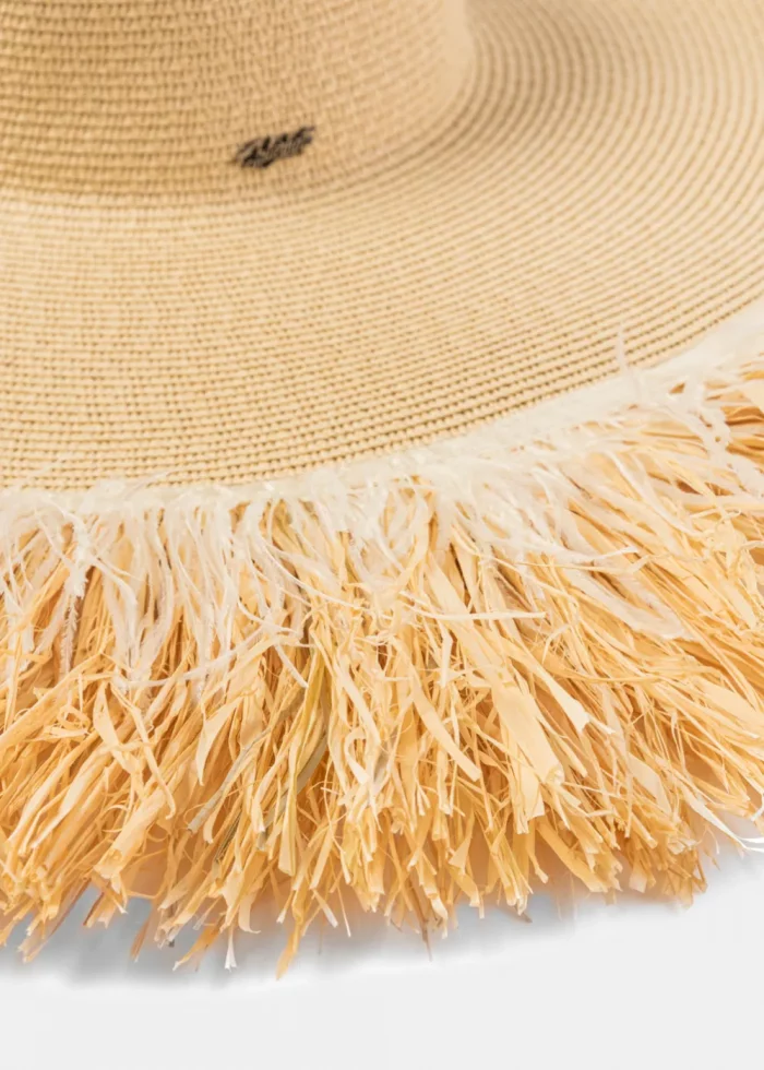 Beige Exclusive Hat w/ Natural Wheat & Ostrich Feathers - Image 2