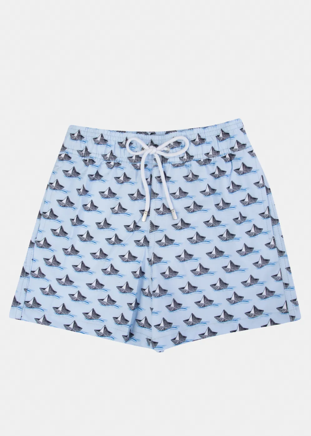 Light Blue Boys Swimwear w/ Paper Boats Print Light Blue Boys Swimwear w/ Paper Boats Print - Image 1