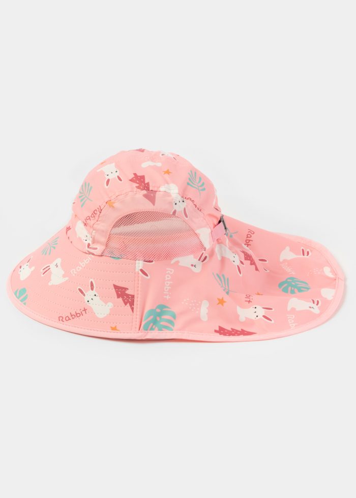 Pink Kids Bucket Hat w/ Neck Protector - Image 3