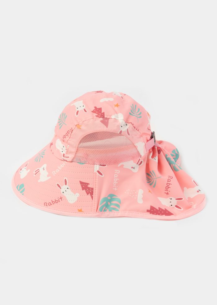 Pink Kids Bucket Hat w/ Neck Protector - Image 4