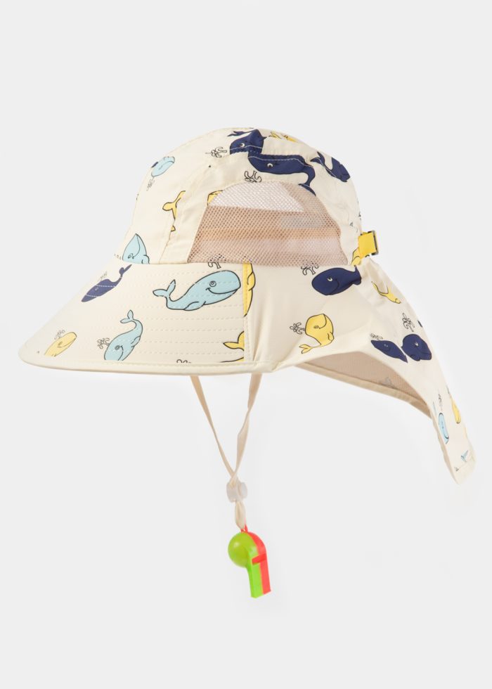 Yellow Kids Bucket Hat w/ Neck Protector - Image 2